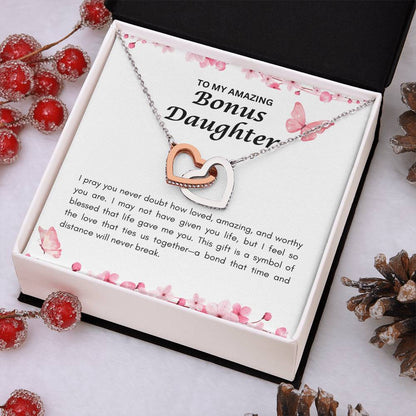 Bonus Daughter | Interlocking Heart Necklace | Gift for Daughter
