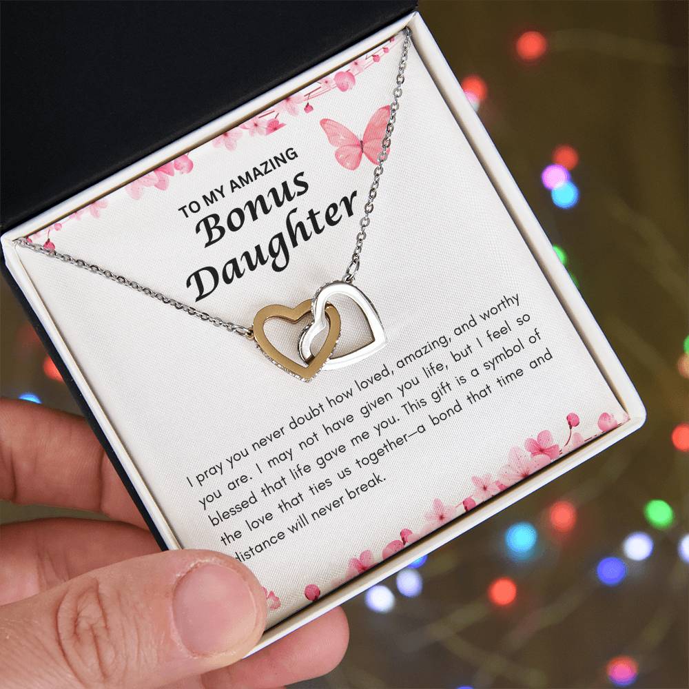 Bonus Daughter | Interlocking Heart Necklace | Gift for Daughter