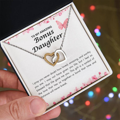 Bonus Daughter | Interlocking Heart Necklace | Gift for Daughter