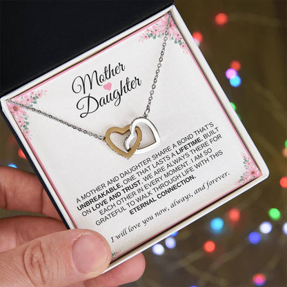 Mother and Daughter Heart Necklace | Interlocking Heart