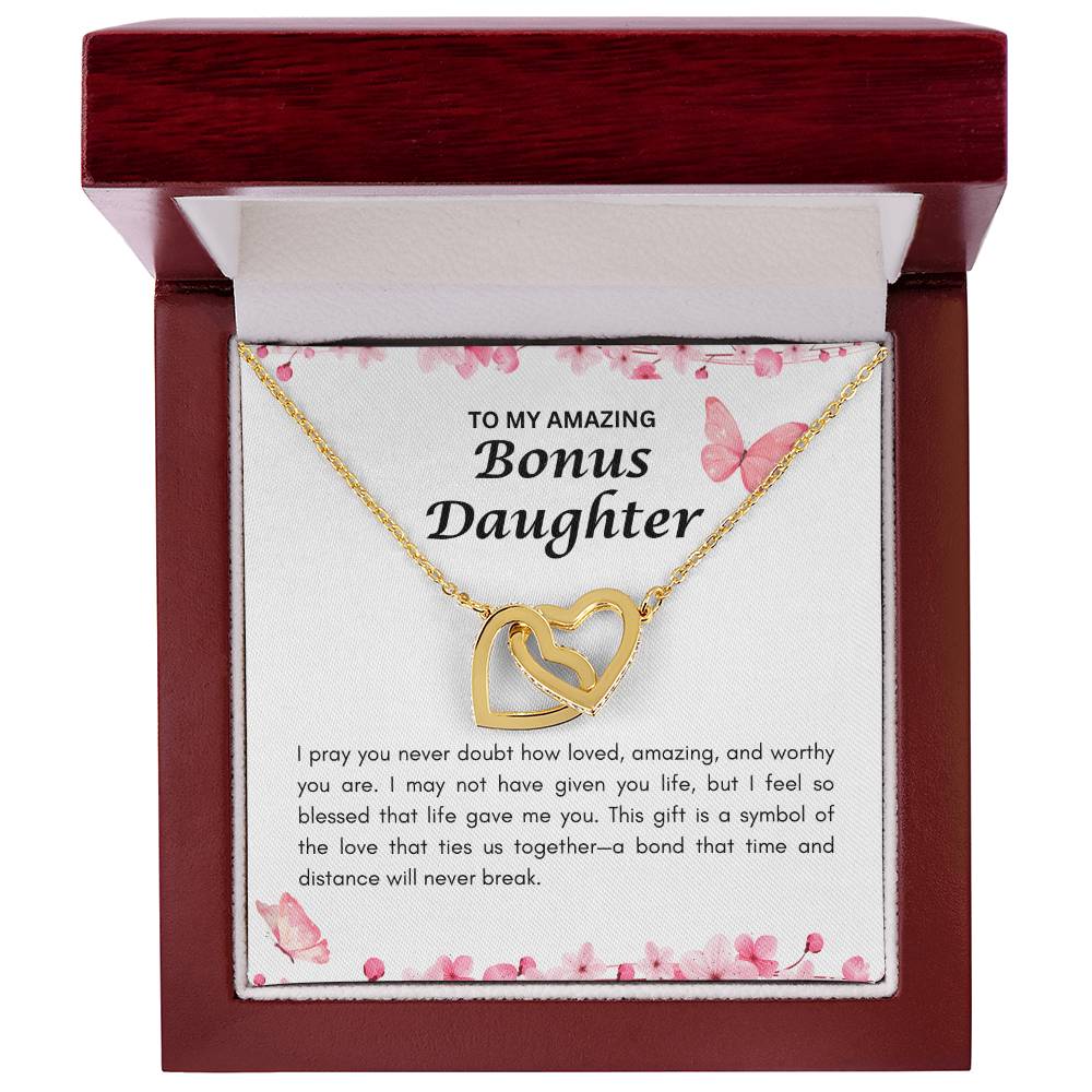 Bonus Daughter | Interlocking Heart Necklace | Gift for Daughter