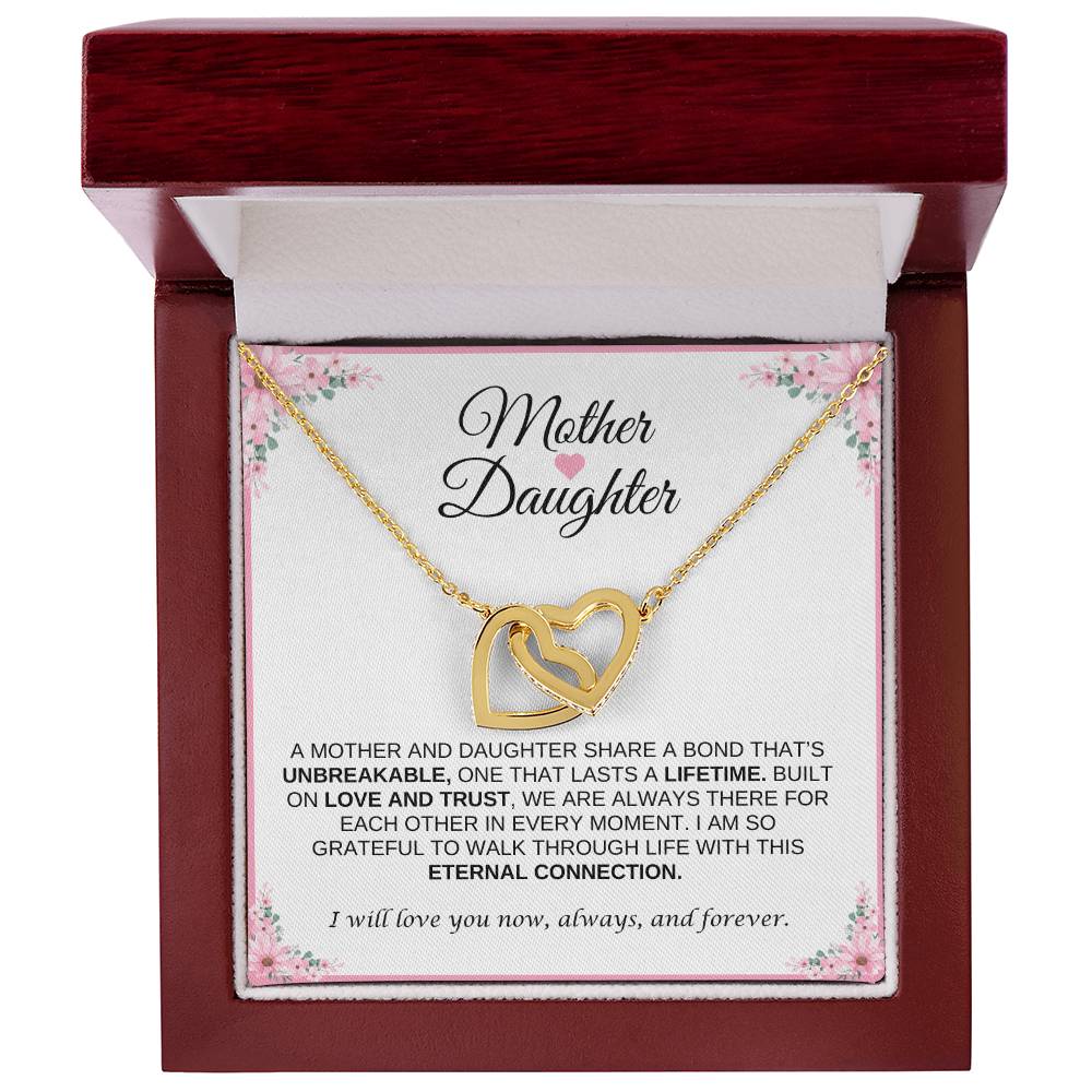 Mother and Daughter Heart Necklace | Interlocking Heart