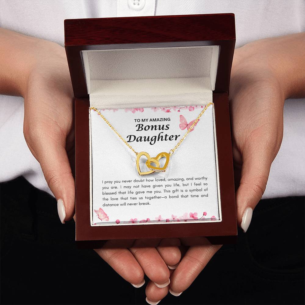 Bonus Daughter | Interlocking Heart Necklace | Gift for Daughter