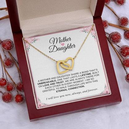 Mother and Daughter Heart Necklace | Interlocking Heart