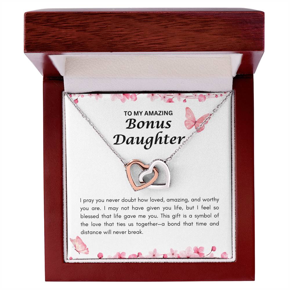 Bonus Daughter | Interlocking Heart Necklace | Gift for Daughter