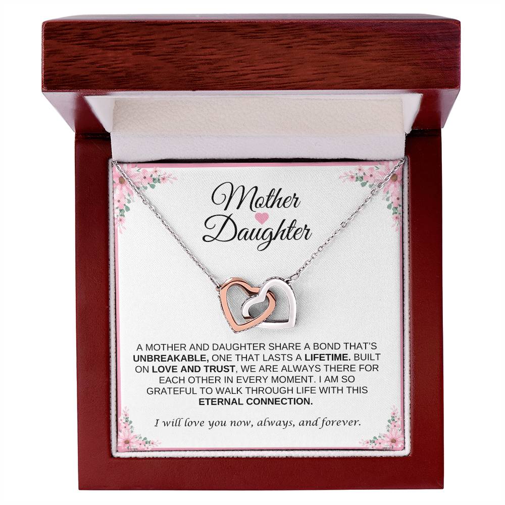 Mother and Daughter Heart Necklace | Interlocking Heart