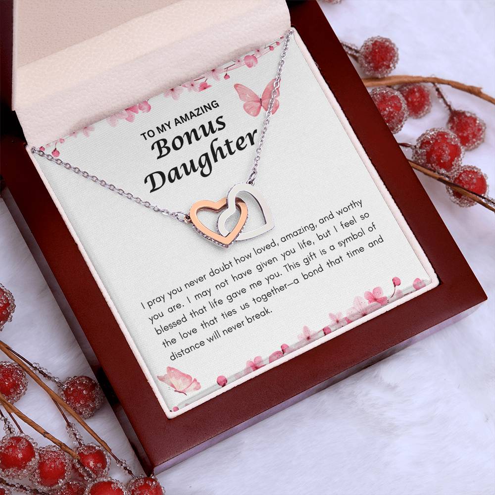 Bonus Daughter | Interlocking Heart Necklace | Gift for Daughter