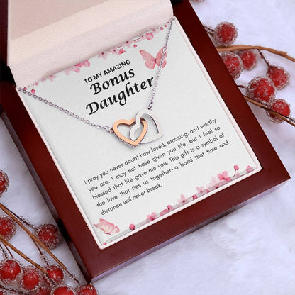 Bonus Daughter | Interlocking Heart Necklace | Gift for Daughter