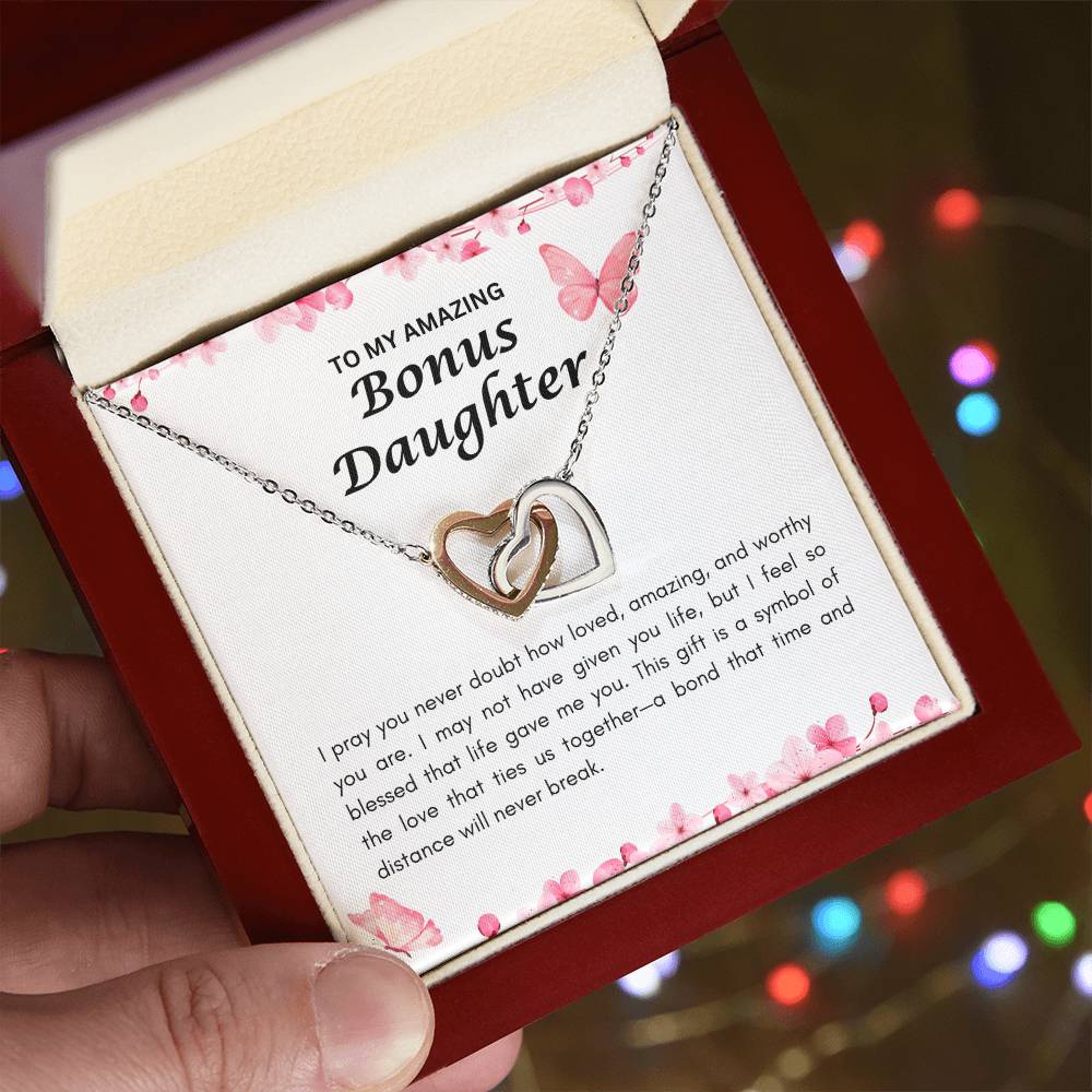 Bonus Daughter | Interlocking Heart Necklace | Gift for Daughter