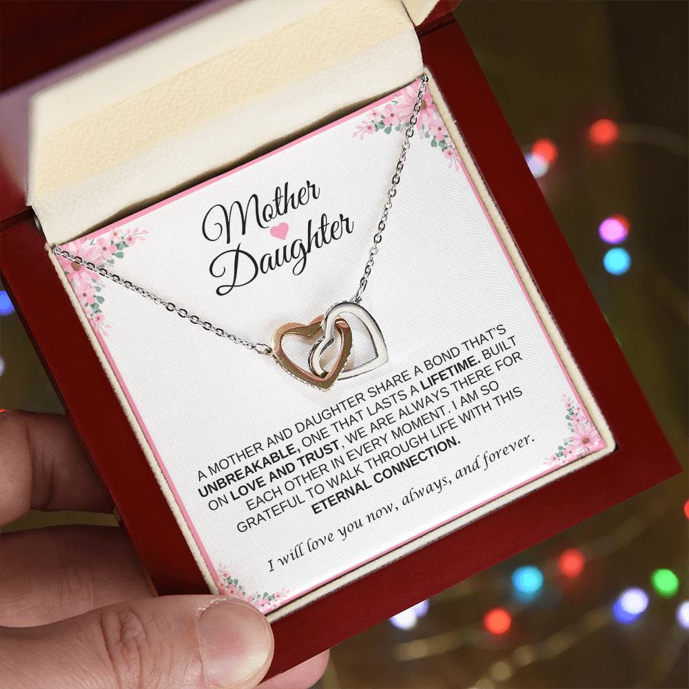 Mother and Daughter Heart Necklace | Interlocking Heart