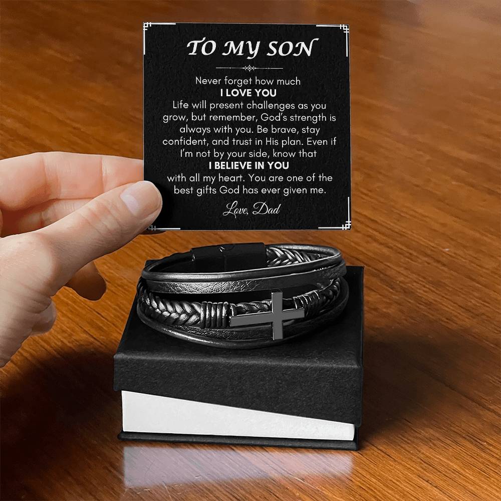 Son from Dad | Men's Cross Bracelet | Gift for Son