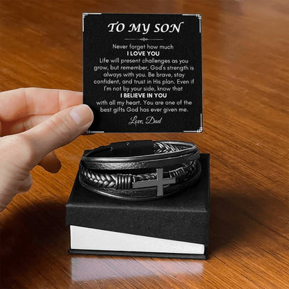 Son from Dad | Men's Cross Bracelet | Gift for Son