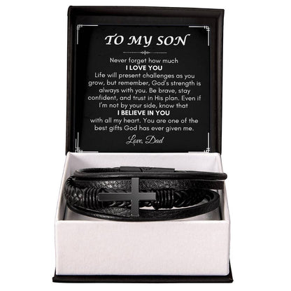 Son from Dad | Men's Cross Bracelet | Gift for Son