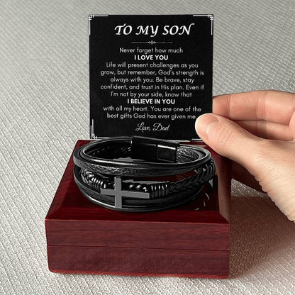 Son from Dad | Men's Cross Bracelet | Gift for Son