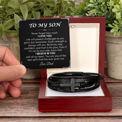 Son from Dad | Men's Cross Bracelet | Gift for Son