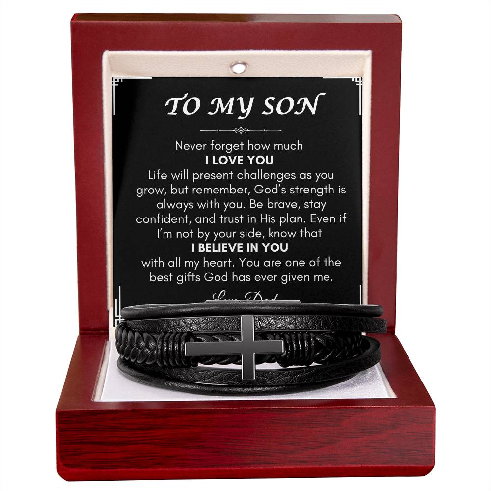 Son from Dad | Men's Cross Bracelet | Gift for Son