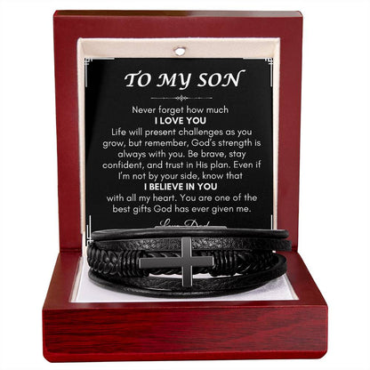 Son from Dad | Men's Cross Bracelet | Gift for Son