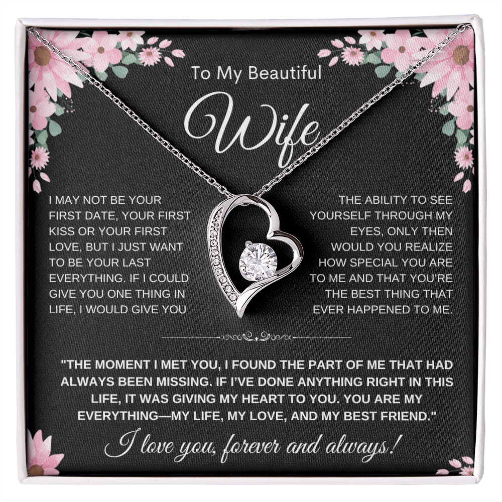 To My Wife Heart Necklace — Heart Pendant Gift for Her, Anniversary