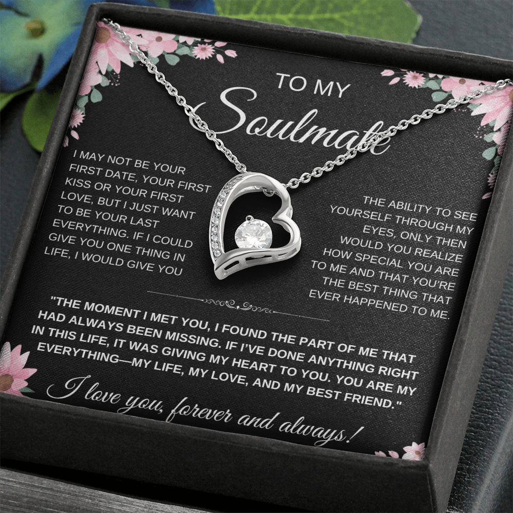 To My Soulmate Heart Necklace — Heart Pendant Gift for Her, Anniversary