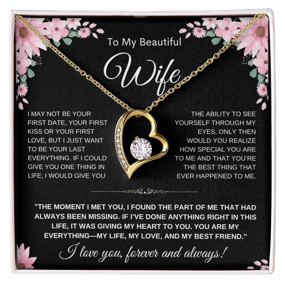 To My Wife Heart Necklace — Heart Pendant Gift for Her, Anniversary