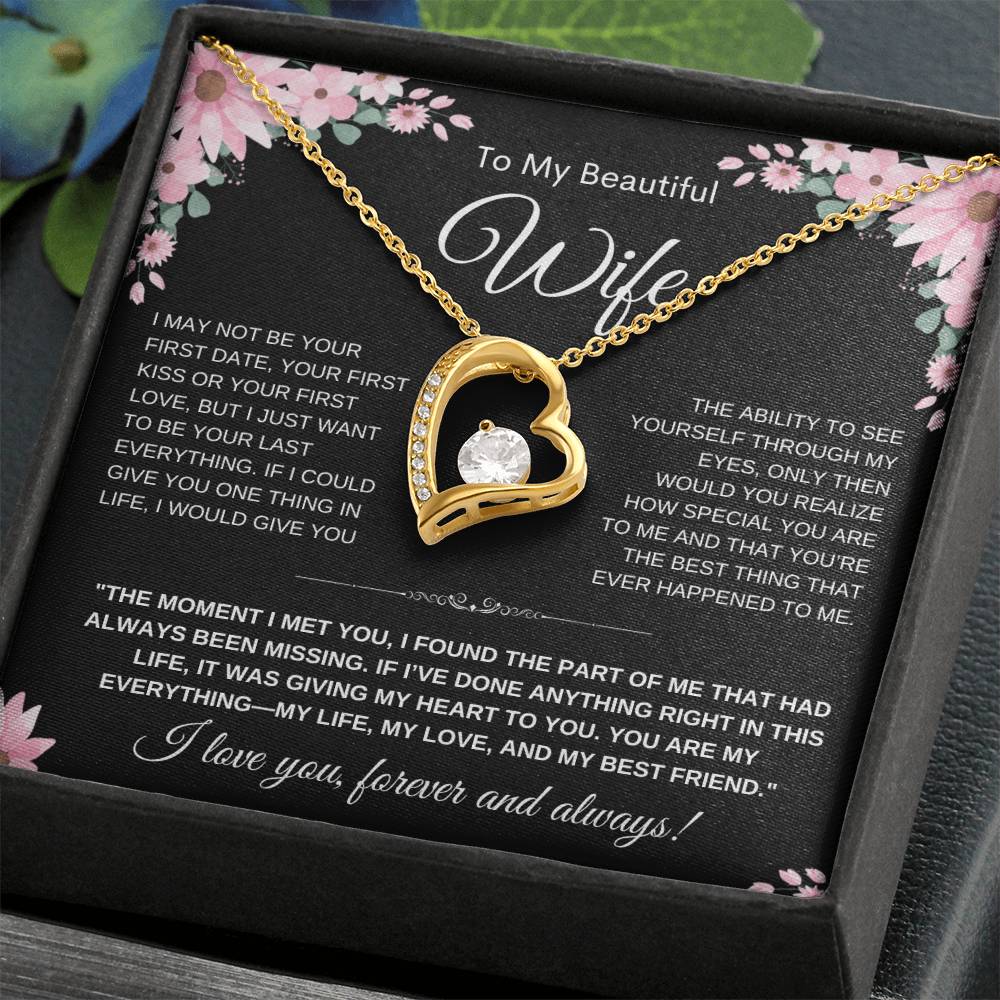 To My Wife Heart Necklace — Heart Pendant Gift for Her, Anniversary