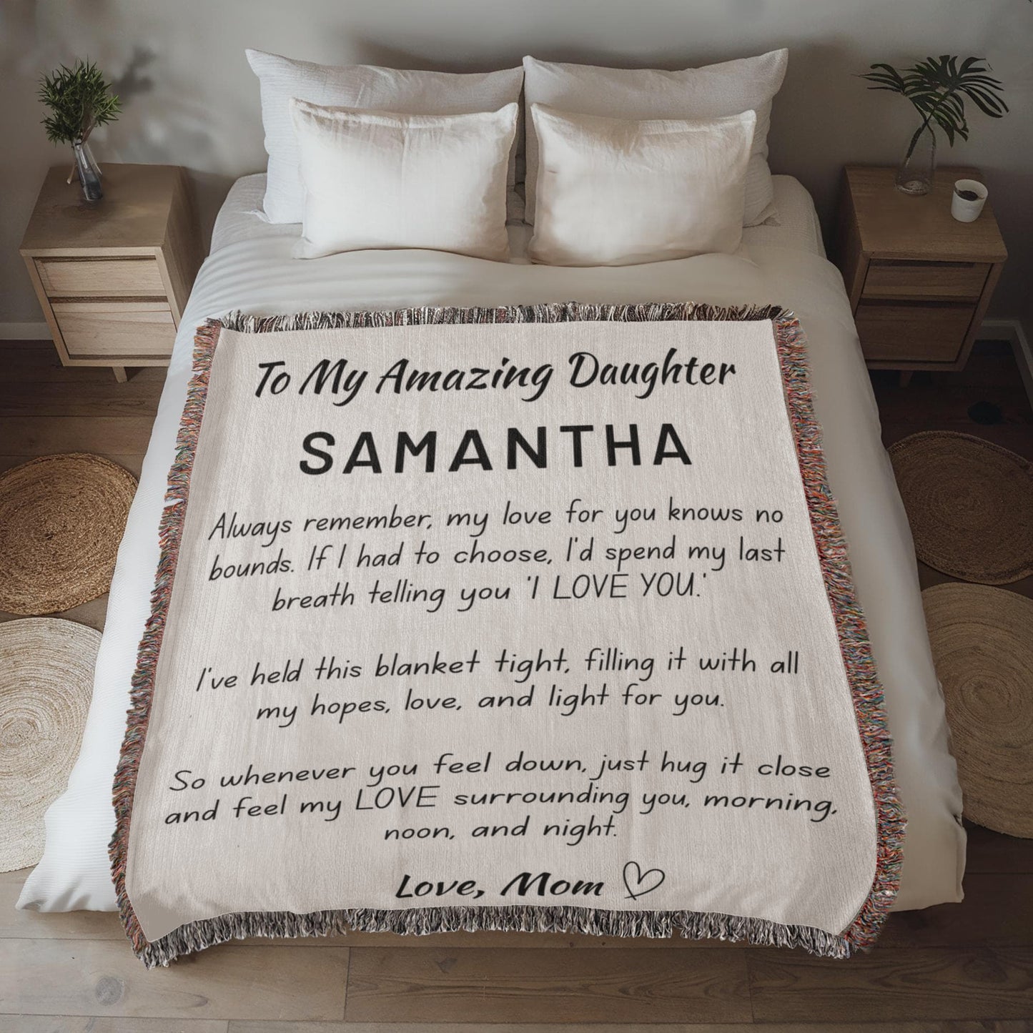 Personalized Daughter Woven Blanket – Cotton Jacquard Heirloom Throw
